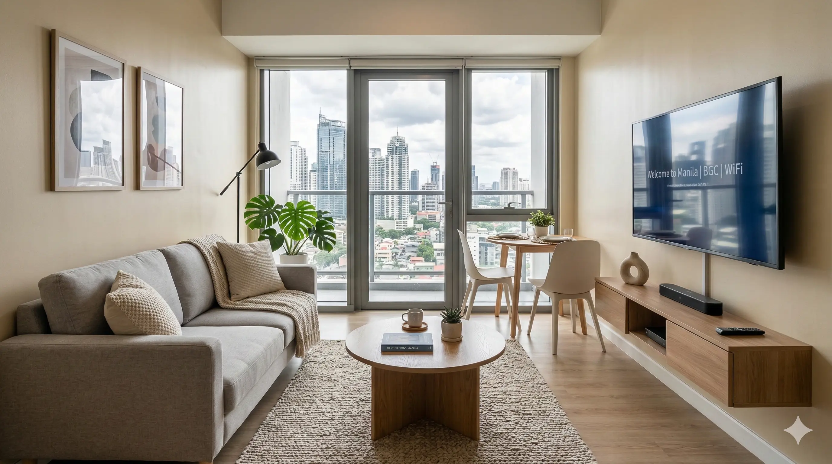 1 bedroom condo living room